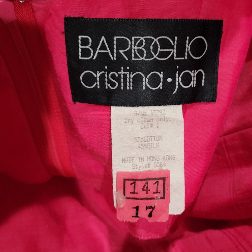 vintage silk cotton ruffle hot pink 2 piece dress skirt Set - Picture 4 of 4